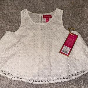 NWT Lilly Pulitzer Target Girls White Eyelet Tank Top M 7/8